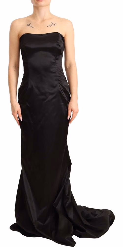Dolce & Gabbana Black Silk Stretch Sheath Mermaid Gown Dress
