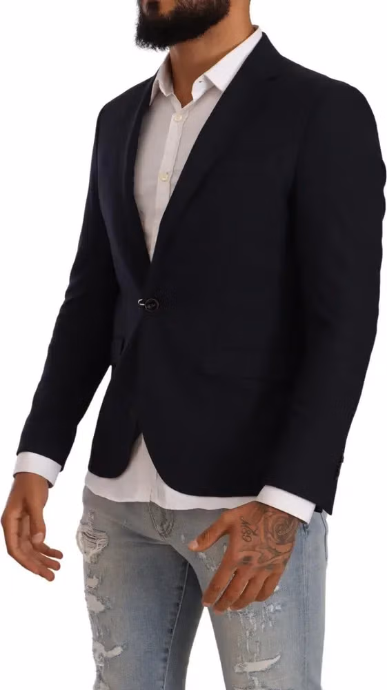 Domenico Tagliente Black Single Breasted One Button Suit Jacket