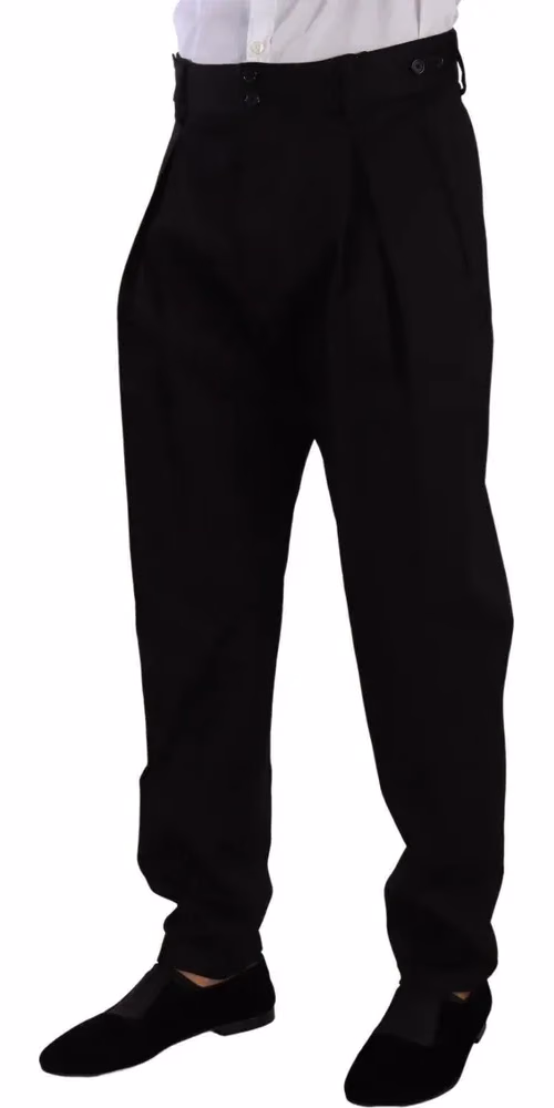 Dolce & Gabbana Black Cotton High Waist Men Trouser Dress Pants