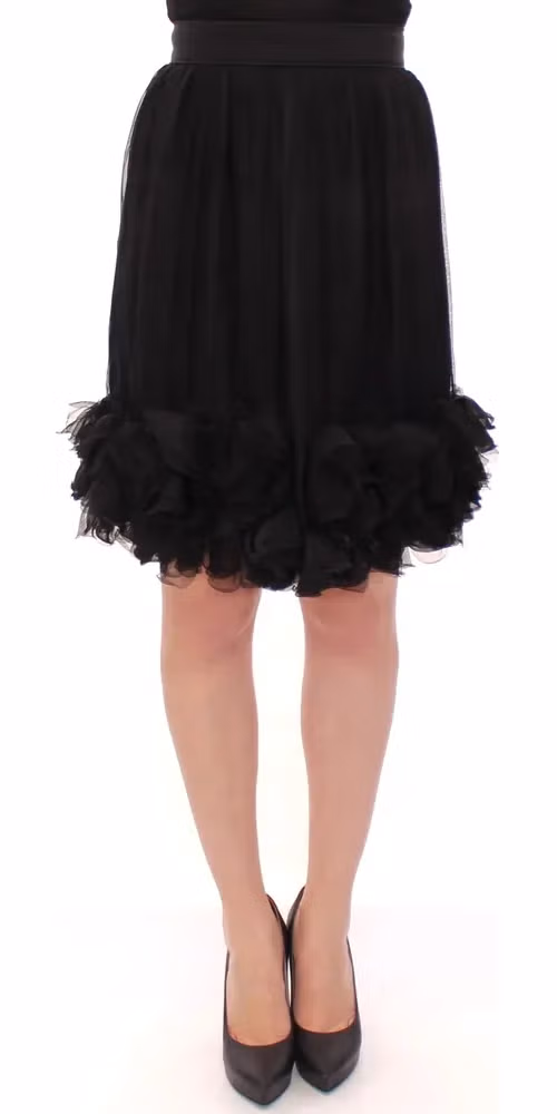 Dolce & Gabbana Black Silk Transparent Above Knees Skirt