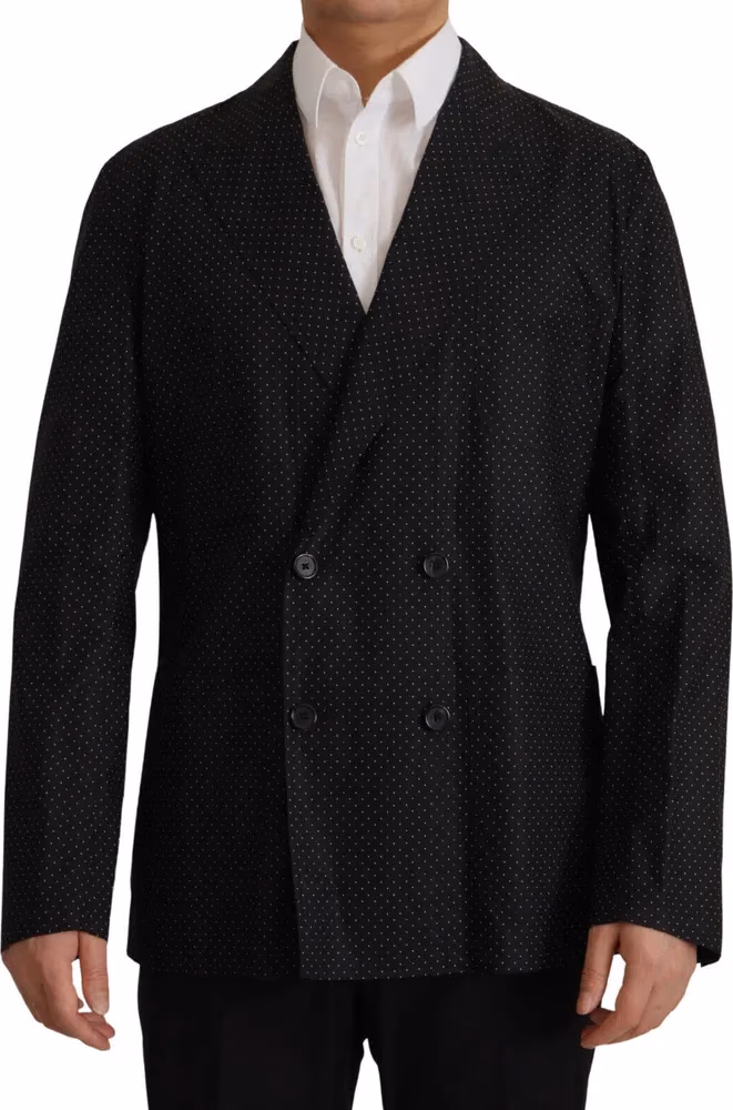 Dolce & Gabbana Black Polka Dotted Cotton Blazer Jacket