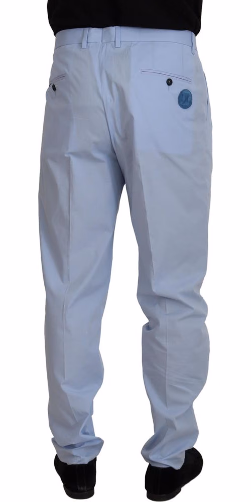 Dolce & Gabbana Blue Cotton Stretch Trousers Chinos Pants