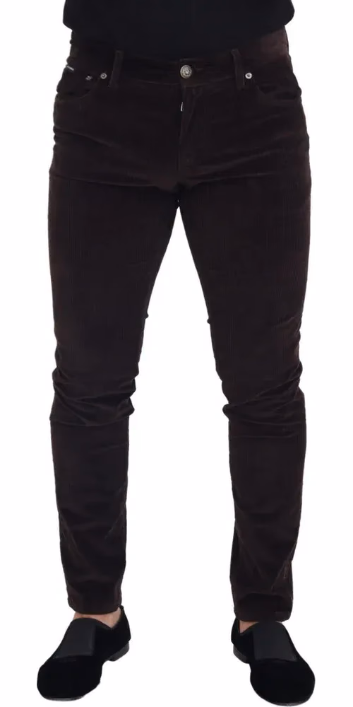 Dolce & Gabbana Brown Corduroy Men Casual Trouser Pants