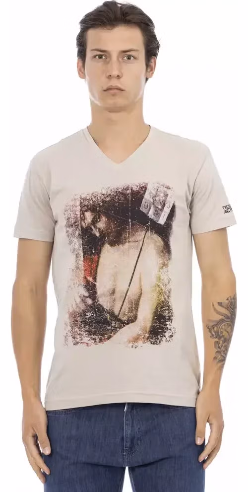 Trussardi Action Beige Cotton Men T-Shirt