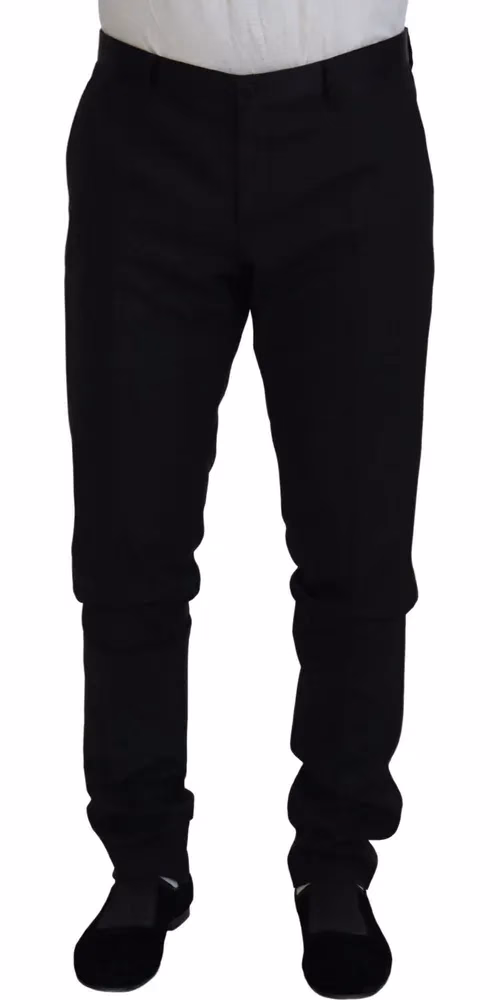 Dolce & Gabbana Black Wool Chino Dress Formal Pants