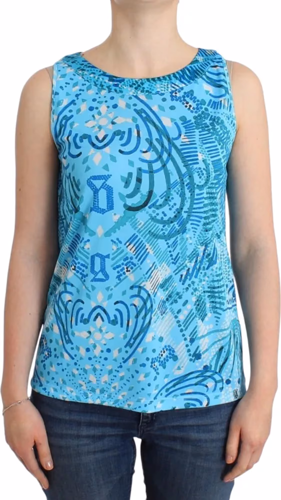 John Galliano Blue printed tank top