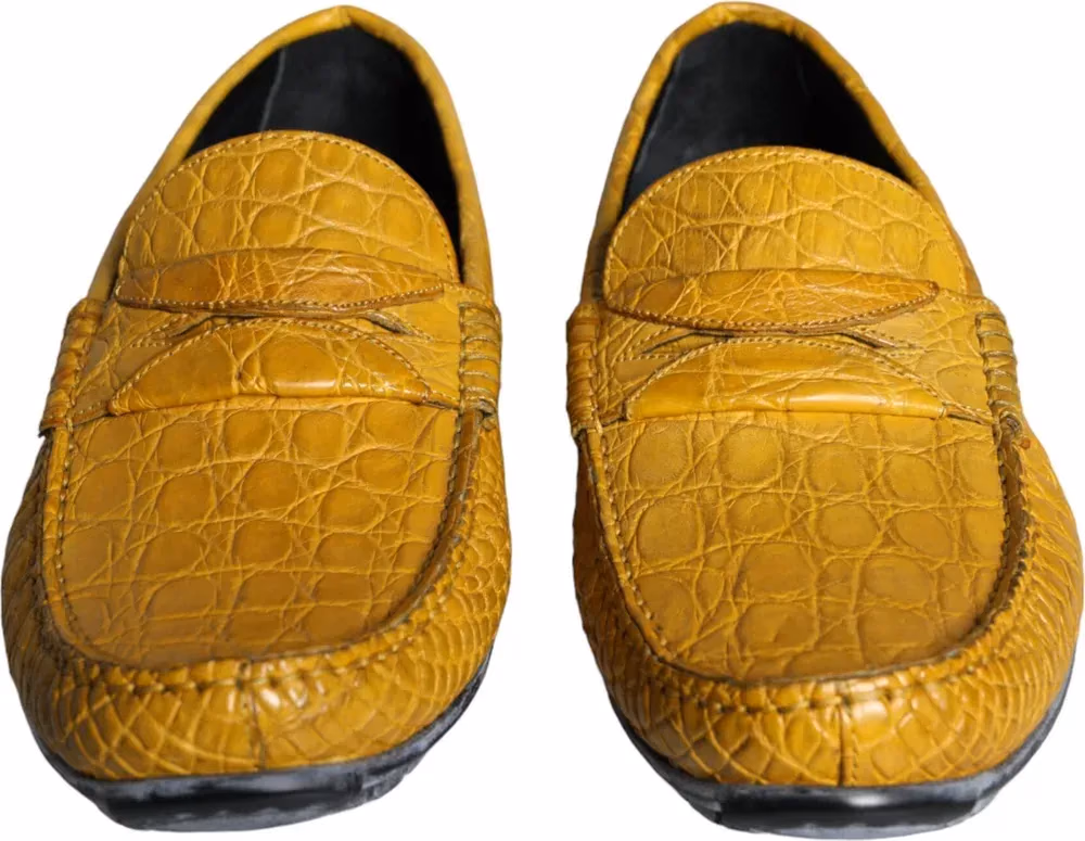 Dolce & Gabbana Yellow Leather Slip Mocassin Loafers Shoes