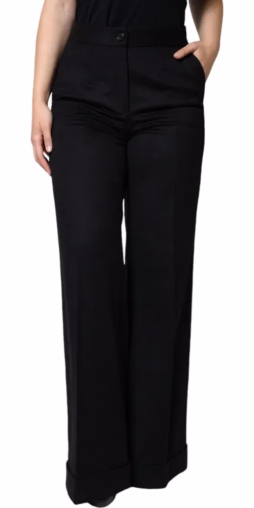 Dolce & Gabbana Black Cashmere Mid Waist Women Boot Cut Pants