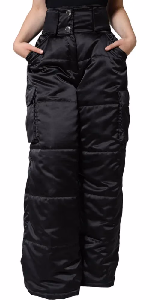 Dolce & Gabbana Black Quilted High Waist Women Boot Cut Pants