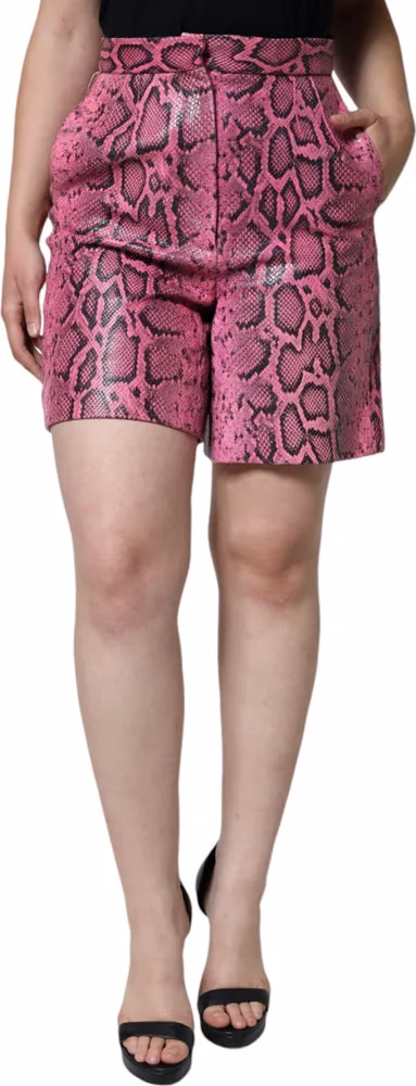 Dolce & Gabbana Pink Leather High Waist Hot Pants Shorts