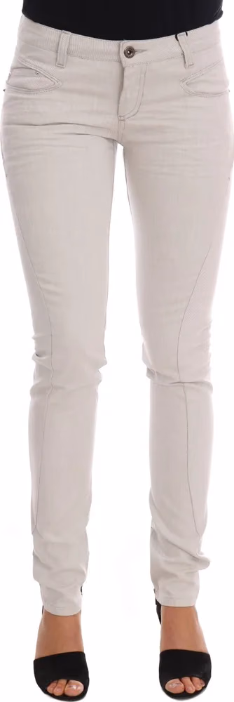 Costume National White Cotton Stretch Slim Jeans