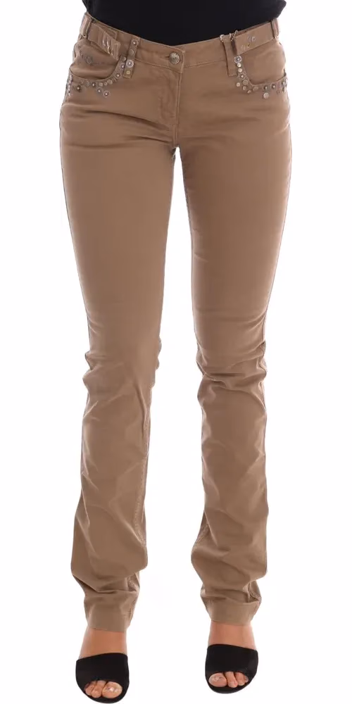 Costume National Beige Cotton Stretch Slim Fit Jeans