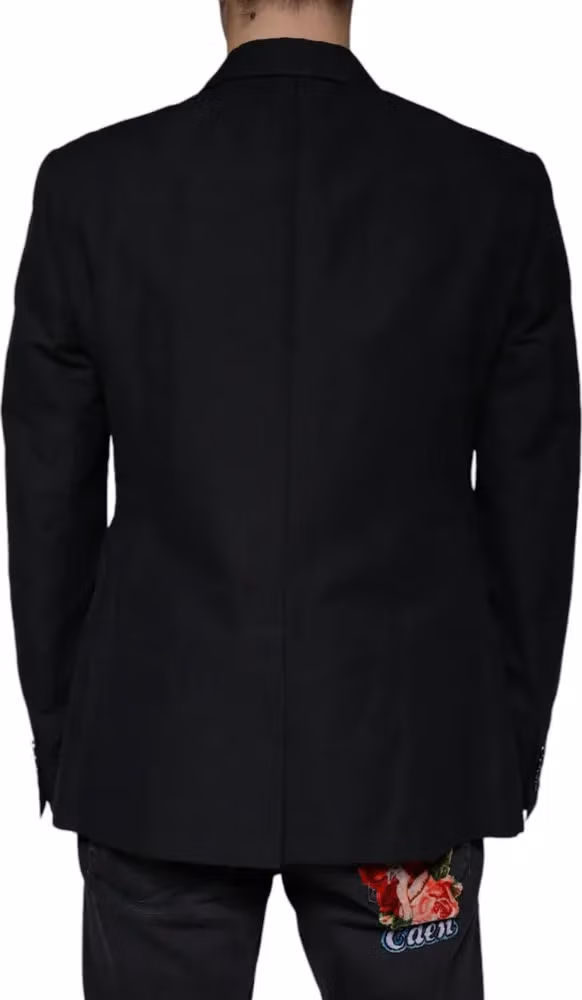 Dolce & Gabbana Dark Blue Linen Double Breasted Dress Blazer