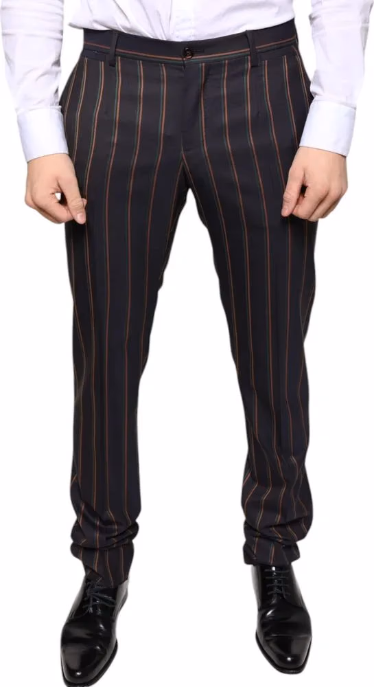 Dolce & Gabbana Brown Stripes Skinny Men Dress Pants