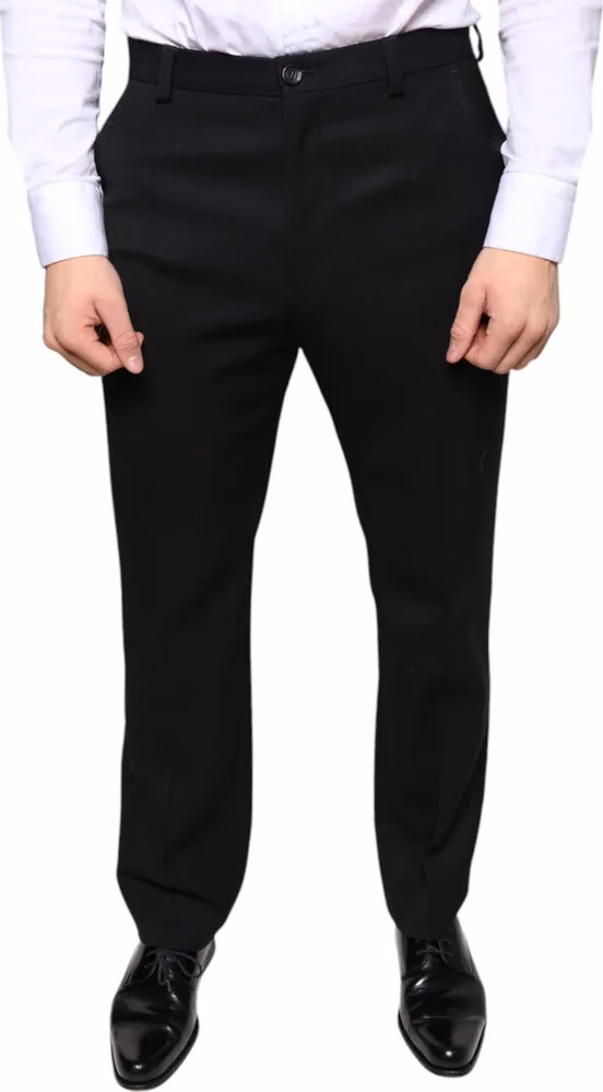 Dolce & Gabbana Black Wool Skinny Men Dress Pants