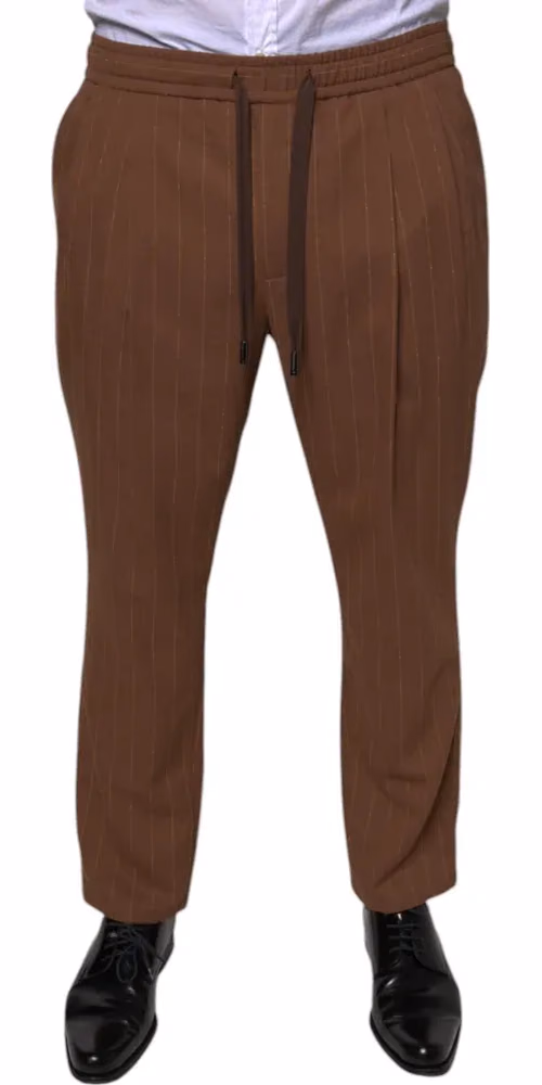 Dolce & Gabbana Brown Stripes Skinny Men Dress Pants
