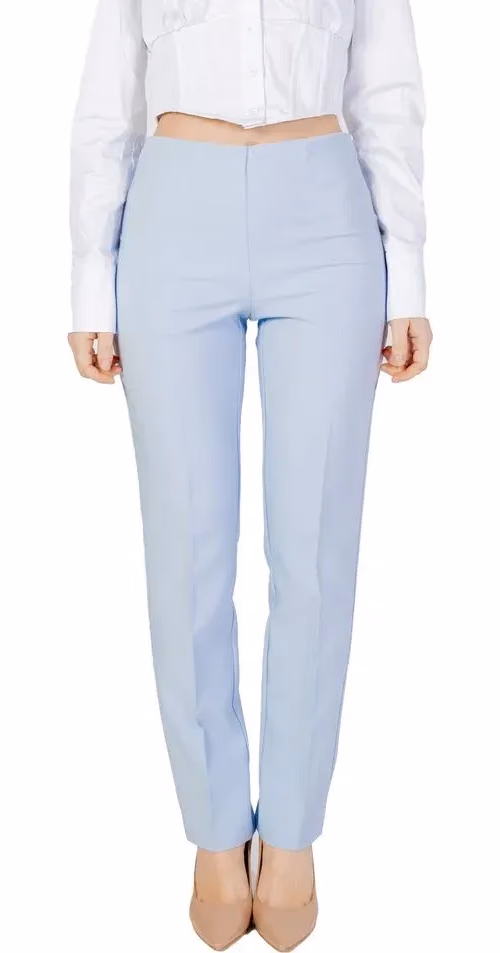 Sandro Ferrone Blue Polyester Dress Pants