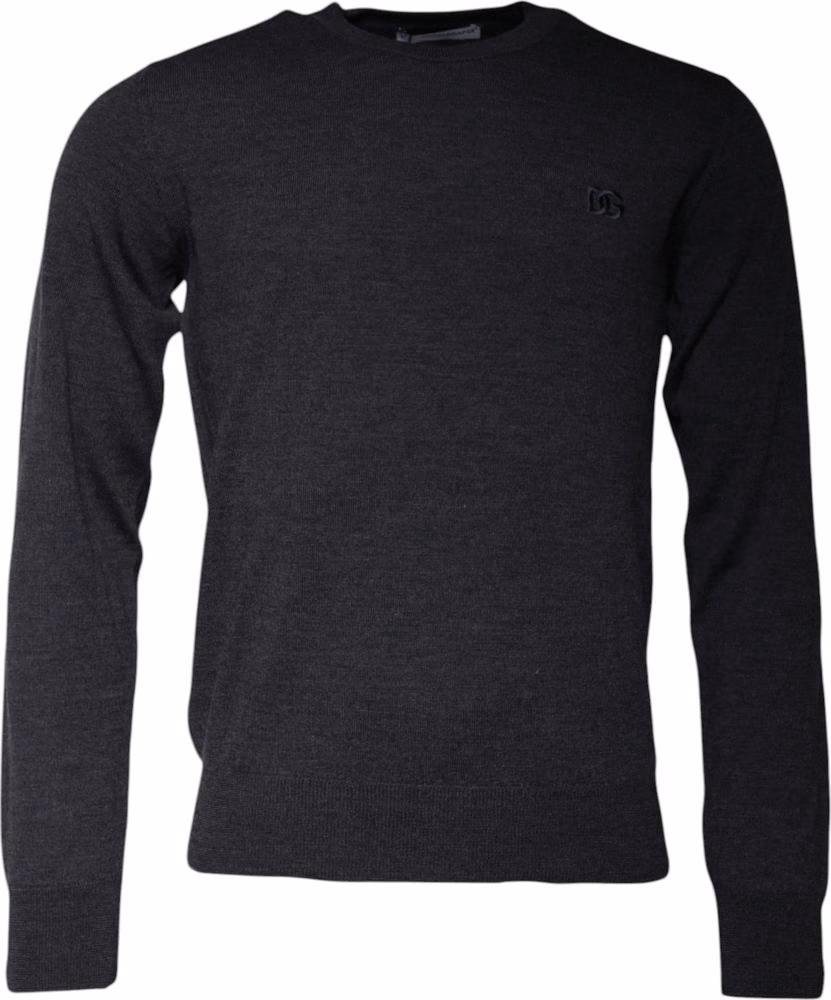 Dolce & Gabbana Dark Gray DG Logo Crew Neck Pullover Sweater