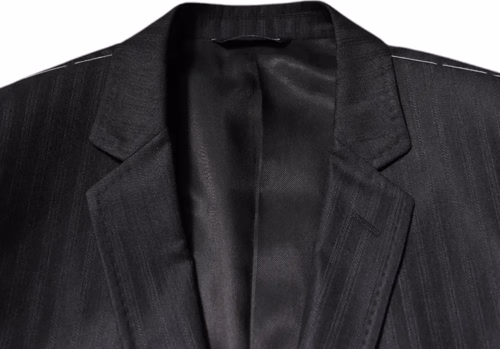 Dolce & Gabbana Dark Gray Stripe Wool Single Breasted Blazer