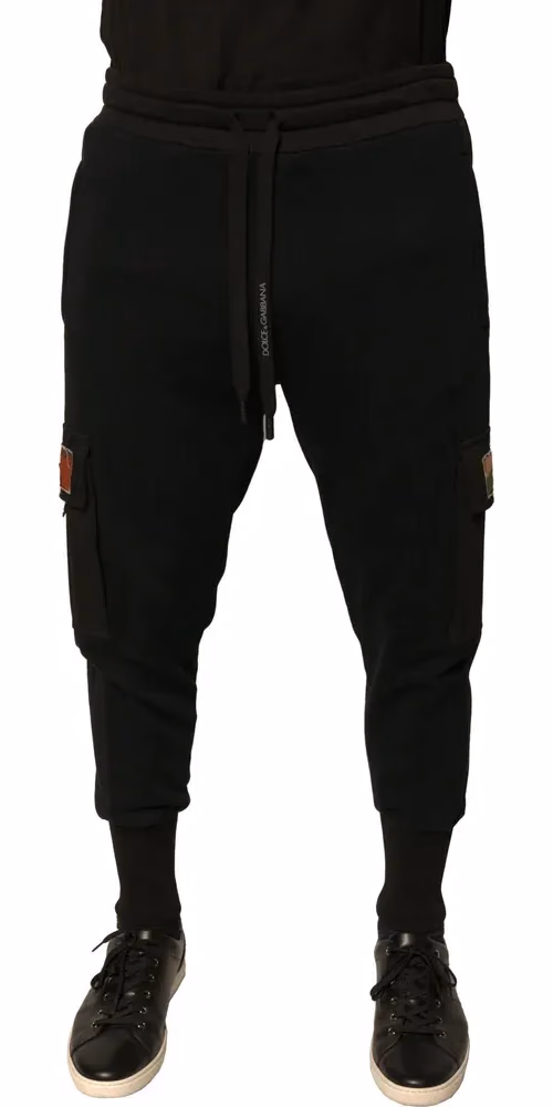 Dolce & Gabbana Black Cotton Jogger Cargo Sweatpants Pants