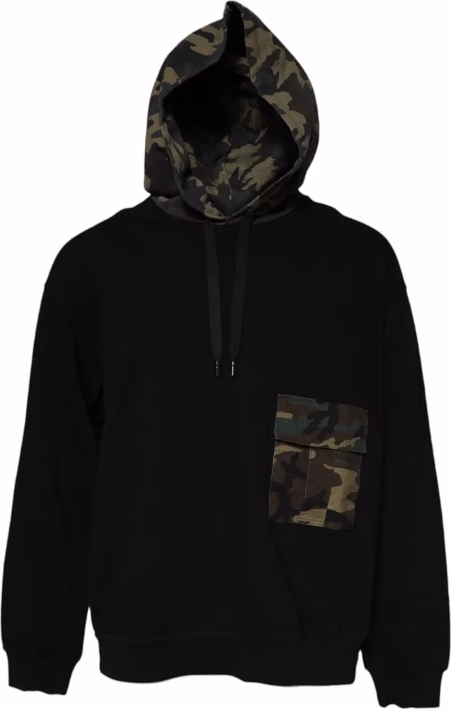 Dolce & Gabbana Black Camouflage Hooded Sweatshirt Sweater
