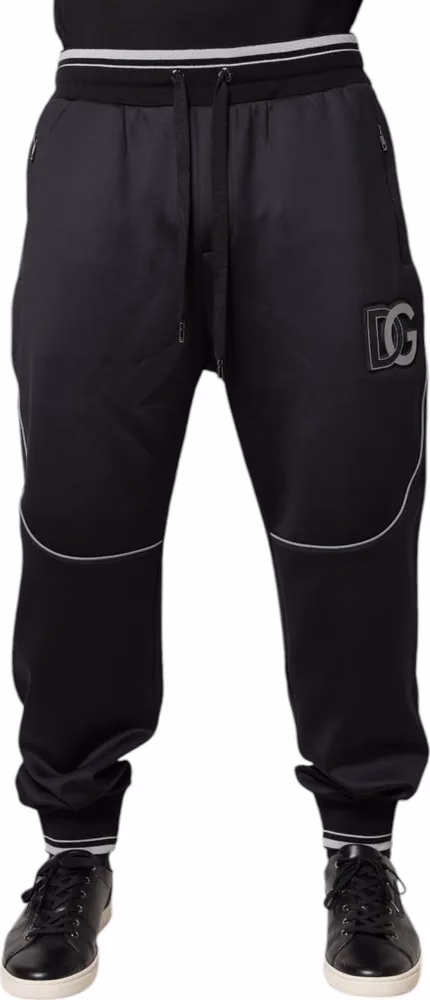 Dolce & Gabbana Black Polyester Logo Jogger Pants