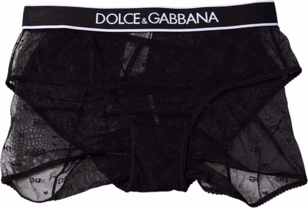 Dolce & Gabbana Black Tulle Nylon Mid Waist Panty Underwear