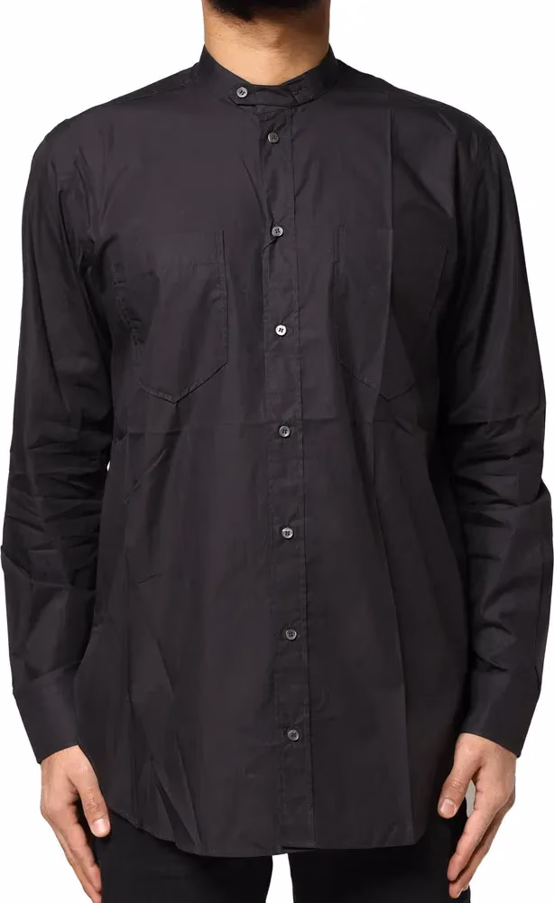 Dolce & Gabbana Black Cotton Button Down Men Casual Shirt