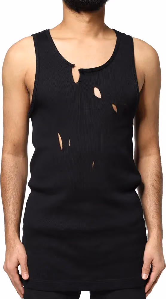 Dolce & Gabbana Black Cotton Rip Style Sleeveless Men Tank T-shirt