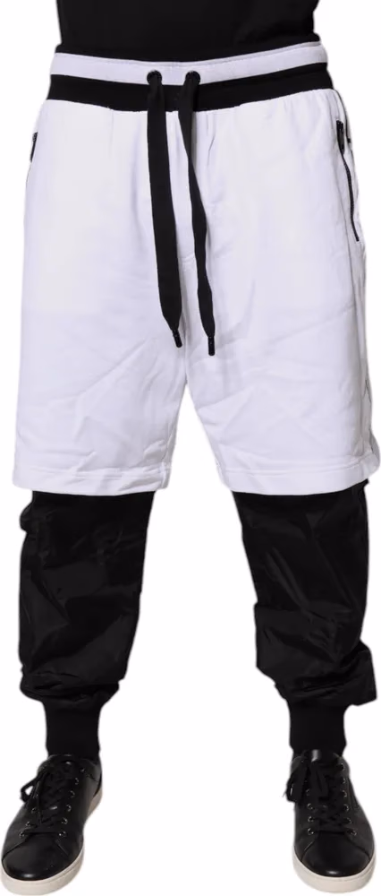 Dolce & Gabbana Black White Cotton Layered Sweatpants Pants