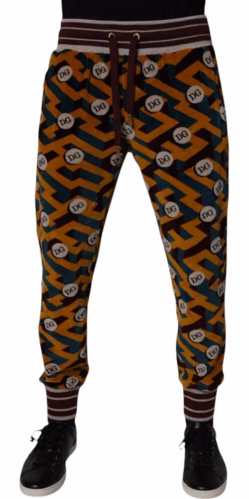 Dolce & Gabbana Multicolor Logo Monogram Jogger Sweatpants Pants