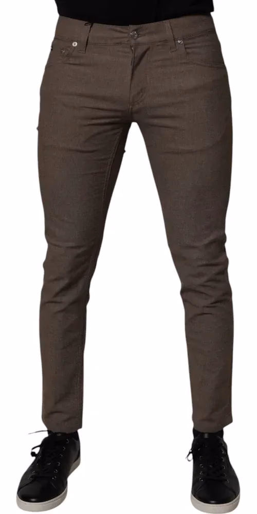 Dolce & Gabbana Brown Cotton Stretch Chino Pants
