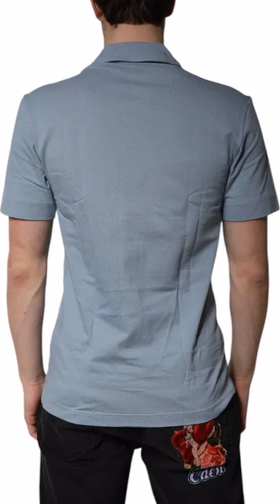 Dolce & Gabbana Blue Cotton Button Down Casual Men Polo Shirt