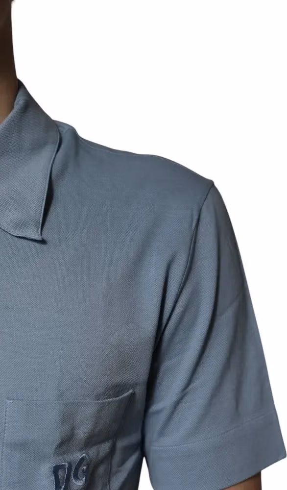 Dolce & Gabbana Blue Cotton Button Down Casual Men Polo Shirt