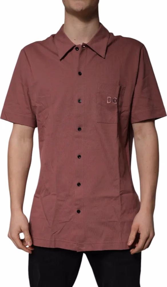 Dolce & Gabbana Dark Pink Button Down Casual Polo Men Shirt
