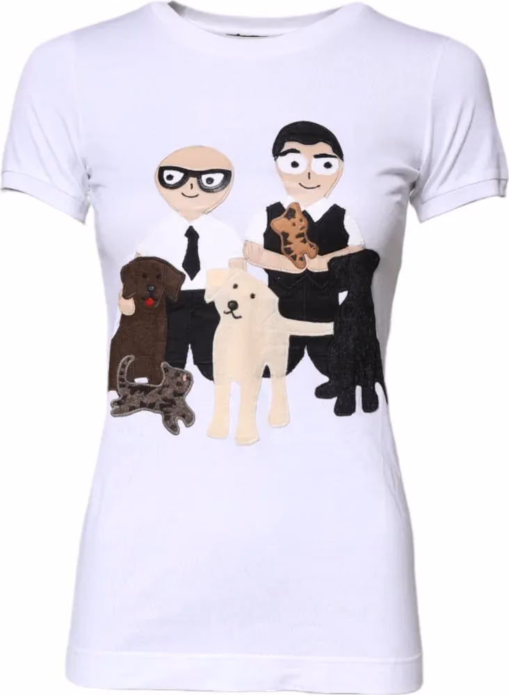 Dolce & Gabbana White Cotton #DGFAMILY Embroidery T-shirt
