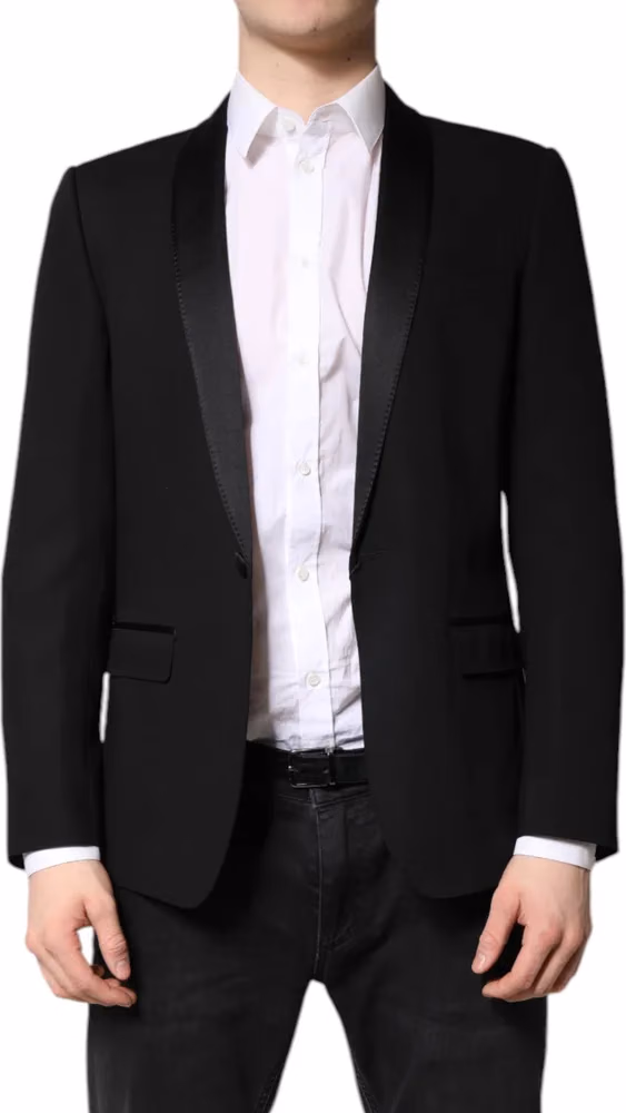 Dolce & Gabbana Black Single Breasted Men Coat MARTINI Blazer