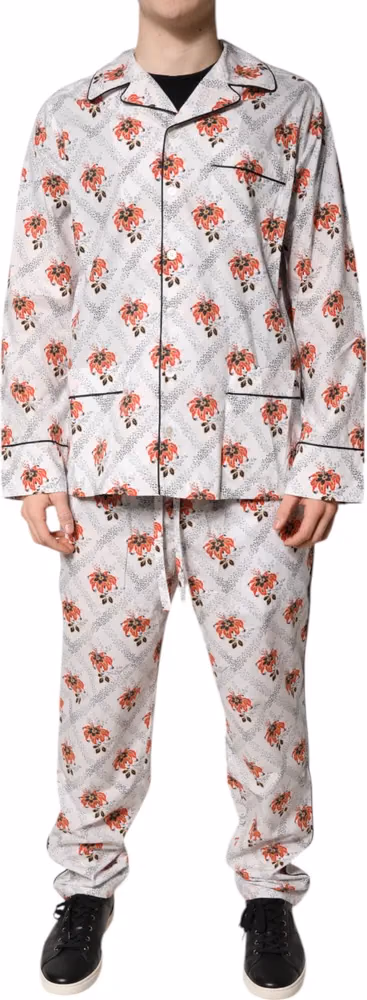 Dolce & Gabbana Multicolor Floral Print Cotton Pajama Set Sleepwear