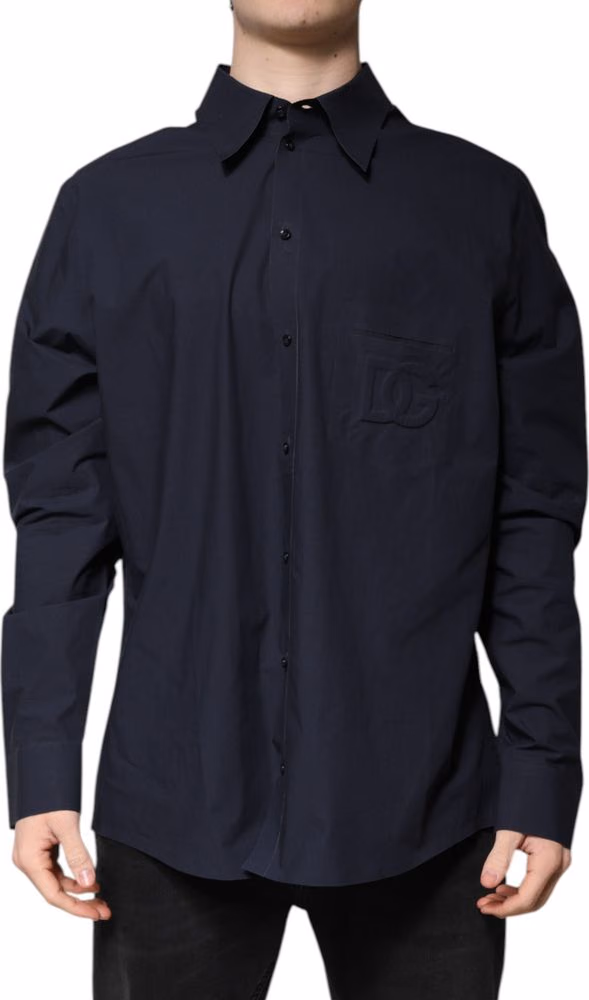 Dolce & Gabbana Dark Blue Cotton Long Sleeve Shirt