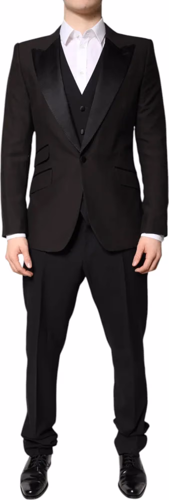 Dolce & Gabbana Black Single Breasted Formal 3 Piece Suit
