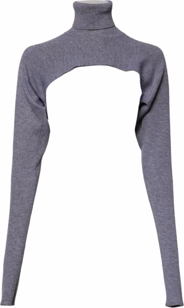 Dolce & Gabbana Gray Wool Knit Turtleneck Cropped Top Sweater