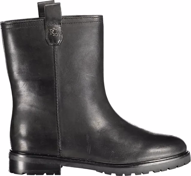 Ralph Lauren Black Leather Women Ankle Boot