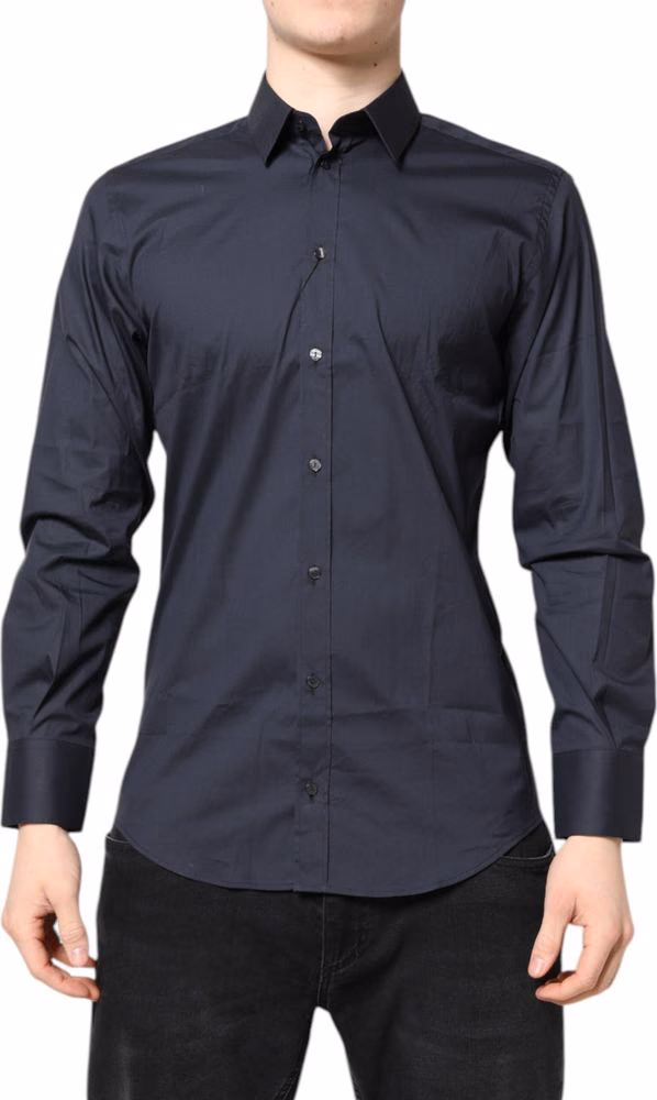 Dolce & Gabbana Dark Blue MARTINI Cotton Dress Formal Shirt