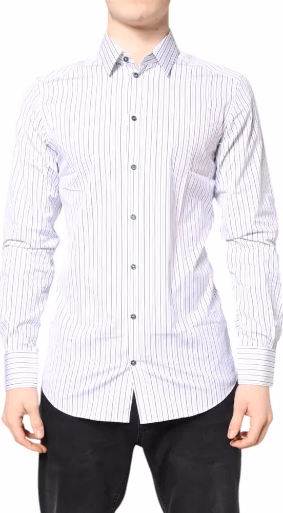 Dolce & Gabbana White Stripes GOLD Cotton Formal Shirt