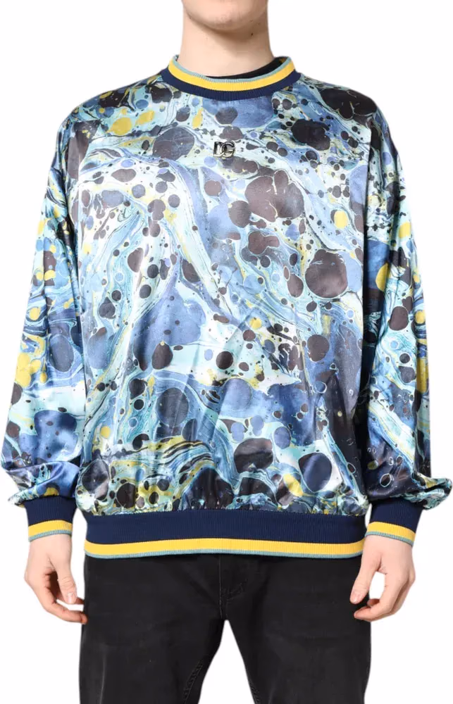 Dolce & Gabbana Multicolor Marble Print Men Pullover Sweater