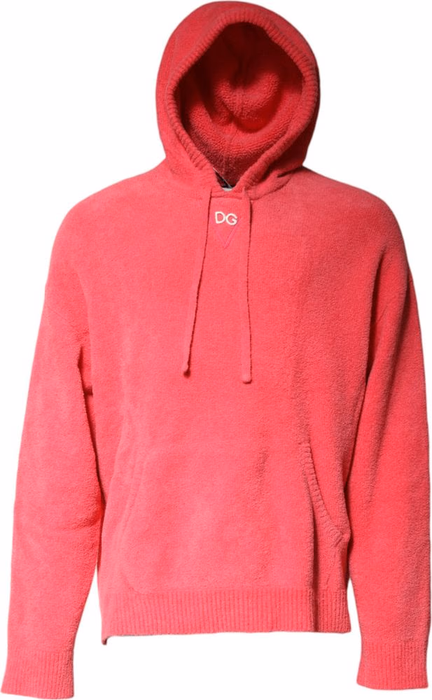 Dolce & Gabbana Red Cotton Knit Hooded Men Pullover Sweater