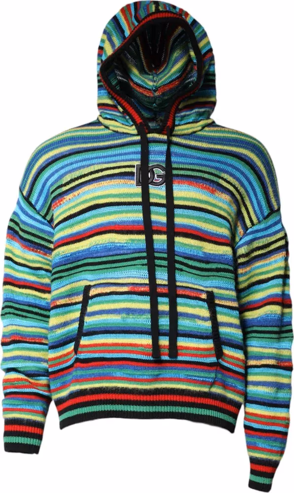 Dolce & Gabbana Multicolor Cotton Hooded Pullover Sweater