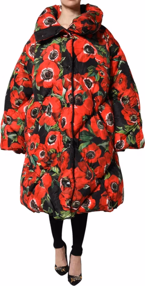 Dolce & Gabbana Multicolor Floral Full Zip Padded Jacket