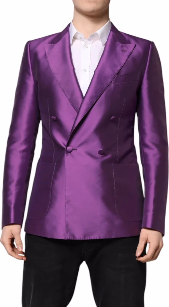 Dolce & Gabbana Purple Double Breasted Men Suit Coat Blazer