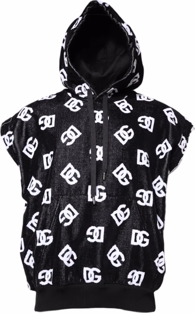 Dolce & Gabbana Black DG Cotton Hooded Sleeveless Sweater